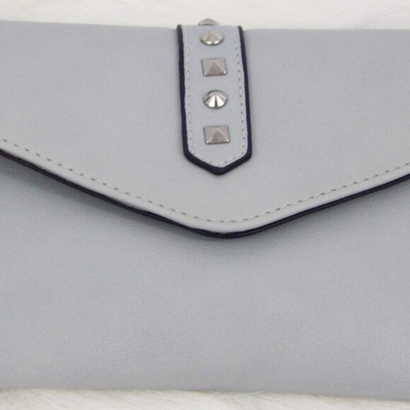 Danielle Nicole Envelope Crossbody Bag Grey Faux Leather Chain Strap Studded - Picture 2 of 10
